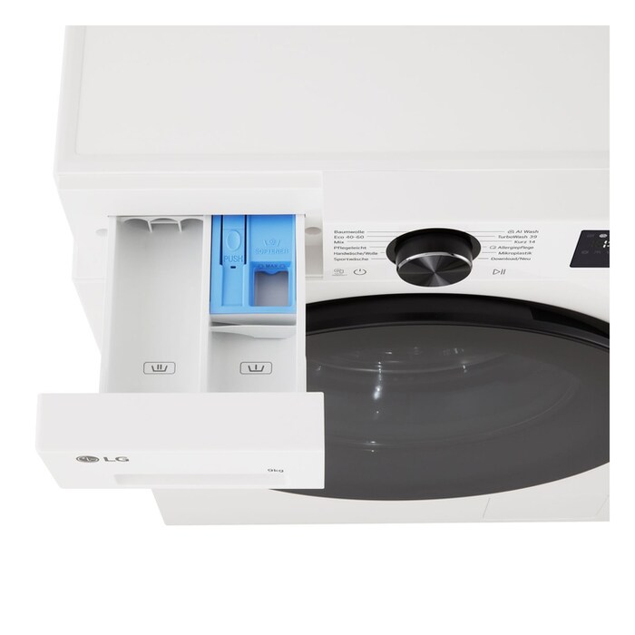 LG  Waschmaschine Essence White (A, 9 kg, 1.400 U./Min.) mit AI DD® & TurboWash®360° | F4WX709YC, F4WX709YC