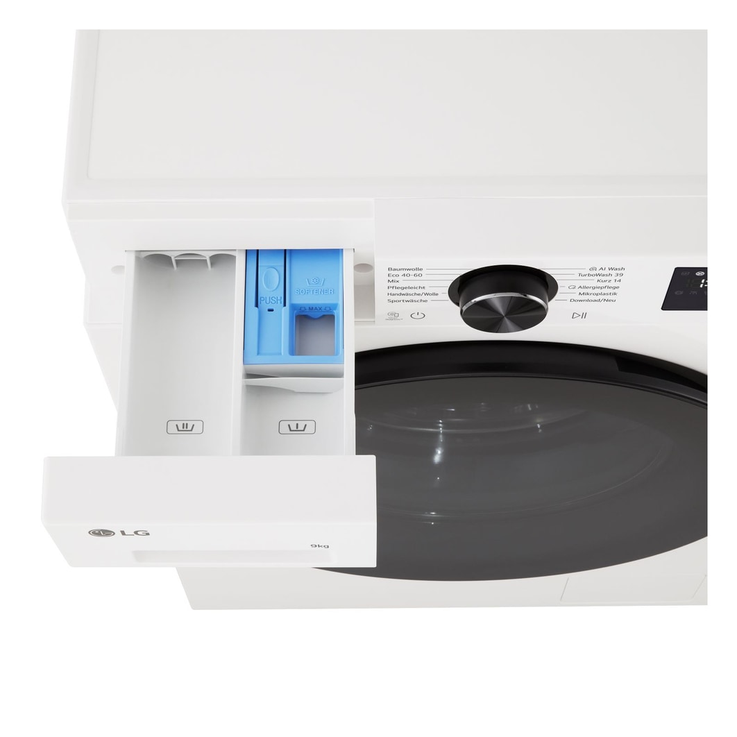 LG  Waschmaschine Essence White (A, 9 kg, 1.400 U./Min.) mit AI DD® & TurboWash®360° | F4WX709YC, F4WX709YC