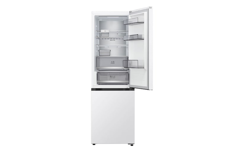 Auf der linken Seite Fleisch mit -3°C angezeigt, in der Mitte frischer Fisch mit 0°C und rechts Käse mit 2°C.