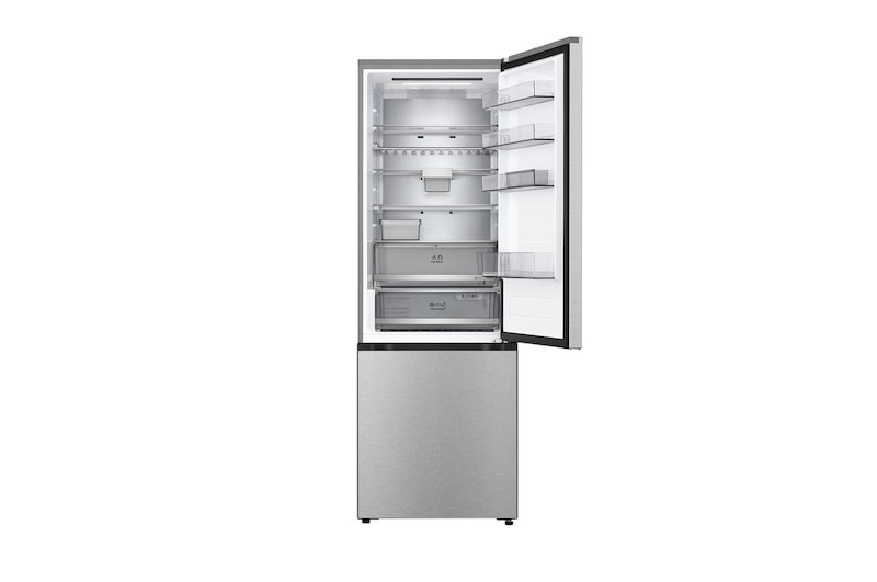 Front view top door open with food