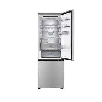 Front view top door open with food