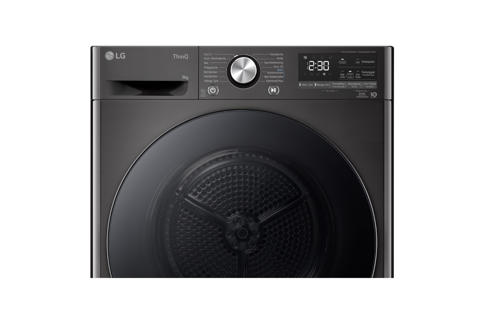 LG Trockner Schwarz (EEK C, 9 kg) mit Dual Inverter Wärmepumpentechnologie & selbstreinigendem Kondensator I RT90V9B, RT90V9B