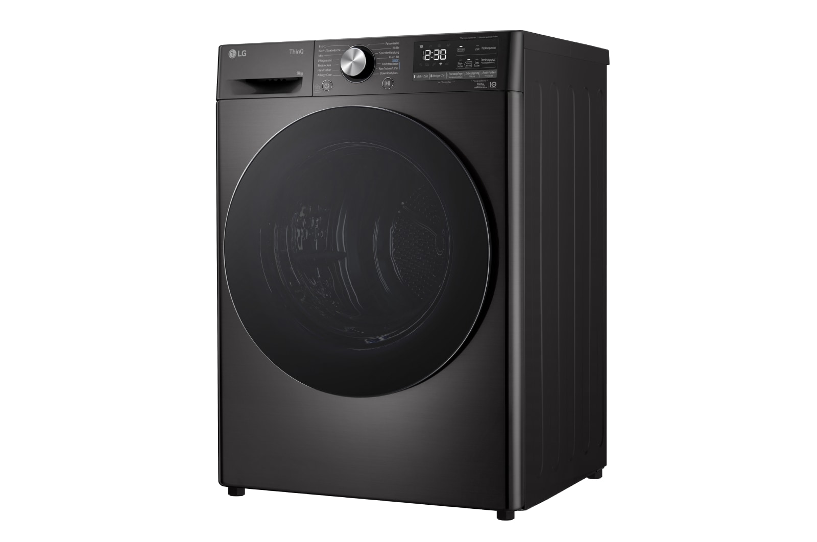 LG Trockner Schwarz (EEK C, 9 kg) mit Dual Inverter Wärmepumpentechnologie & selbstreinigendem Kondensator I RT90V9B, RT90V9B