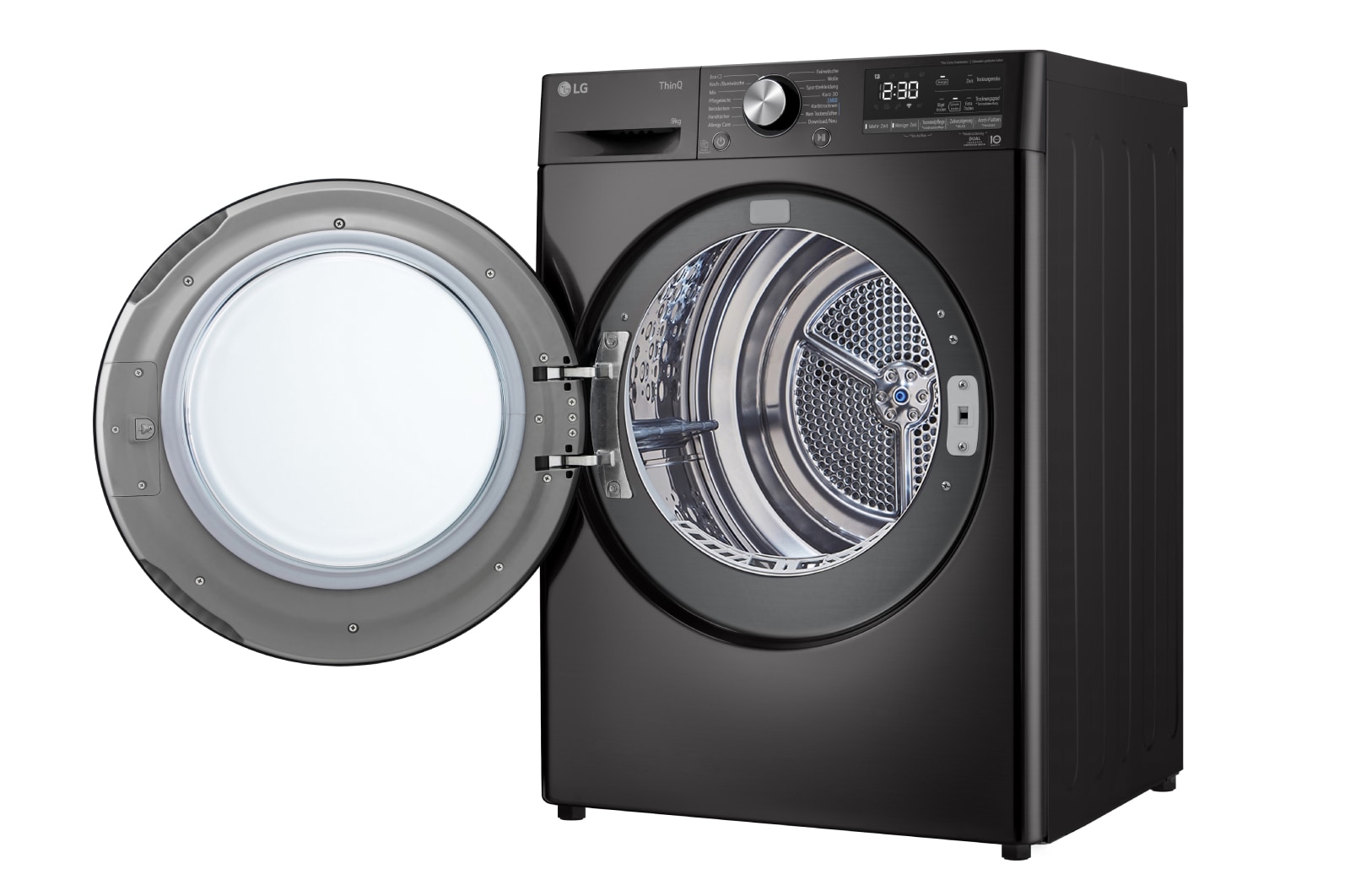 LG Trockner Schwarz (EEK C, 9 kg) mit Dual Inverter Wärmepumpentechnologie & selbstreinigendem Kondensator I RT90V9B, RT90V9B