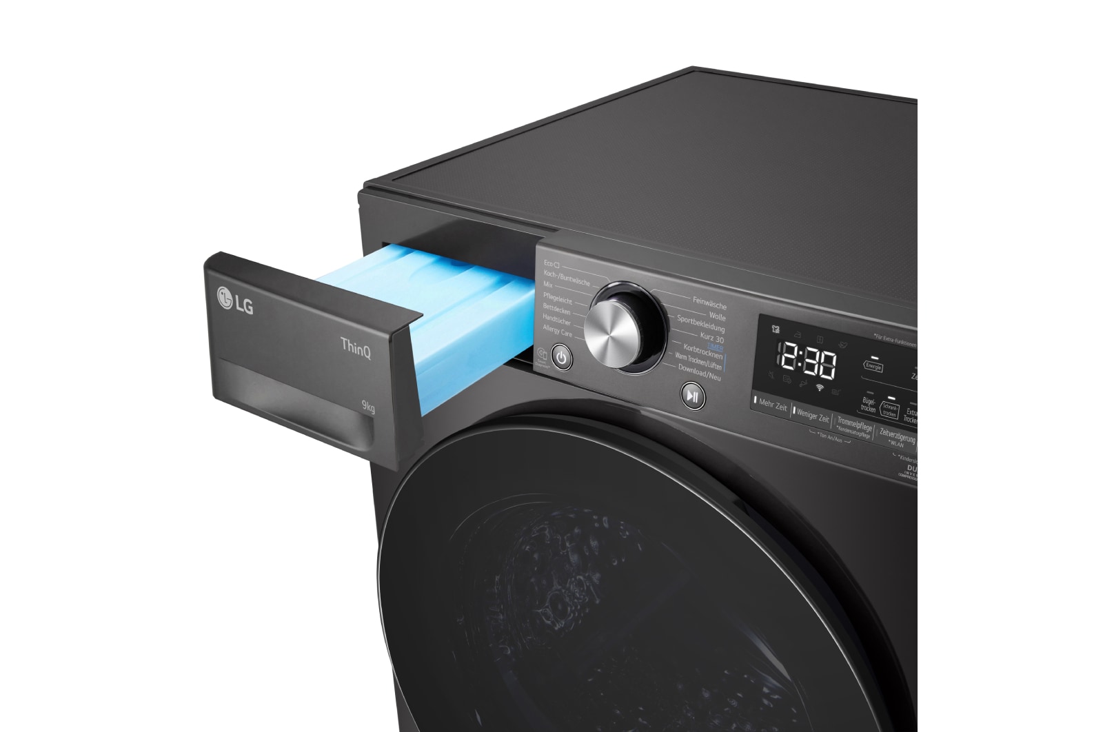 LG Trockner Schwarz (EEK C, 9 kg) mit Dual Inverter Wärmepumpentechnologie & selbstreinigendem Kondensator I RT90V9B, RT90V9B