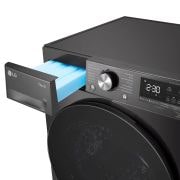 LG Trockner Schwarz (EEK C, 9 kg) mit Dual Inverter Wärmepumpentechnologie & selbstreinigendem Kondensator I RT90V9B, RT90V9B