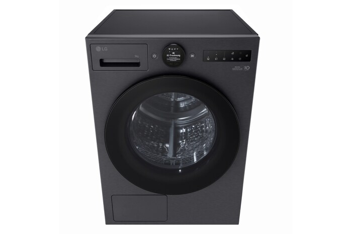 LG Trockner in Metallic Black (B, 9 kg) mit AI Dry, Dual Inverter Wärmepumpentechnologie I RT90X8B, RT90X8B