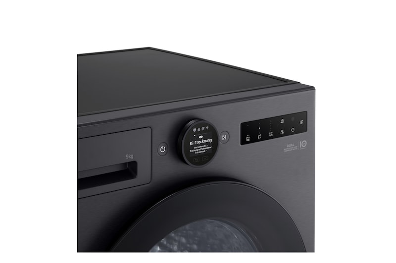 LG Trockner in Metallic Black (B, 9 kg) mit AI Dry, Dual Inverter Wärmepumpentechnologie I RT90X8B, RT90X8B