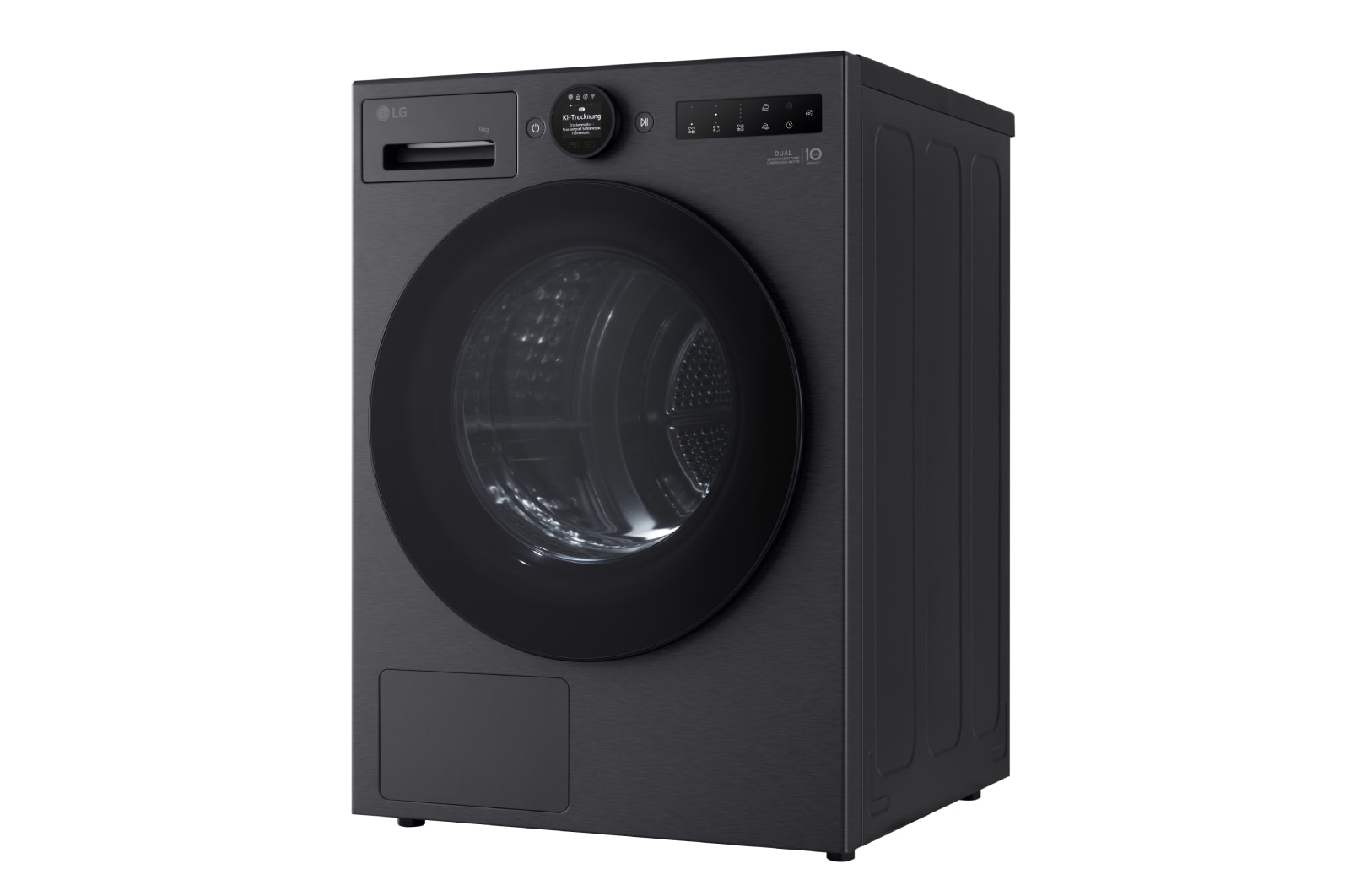 LG Trockner Mattschwarz (B, 9 kg) mit AI Dry, Dual Inverter Wärmepumpentechnologie I RT90X8BC, RT90X8BC