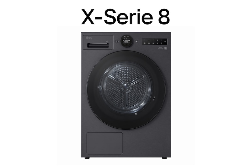 Vorderseite von Trockner Mattschwarz (EEK B, 9 kg) mit AI Dry, Dual Inverter Wärmepumpentechnologie I RT90X8BC RT90X8BC