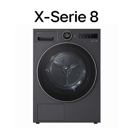 Vorderseite von Trockner in Metallic Black (EEK B, 9 kg) mit AI Dry, Dual Inverter Wärmepumpentechnologie I RT90X8B RT90X8B