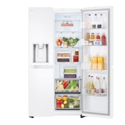 LG Side-by-Side Kühlschrank Super White (EEK E, 638L, 179cm hoch) mit Eis-, Crushed Ice- und Wasserspender & Festwasseranschluss | GSLC40SWPE, GSLC40SWPE