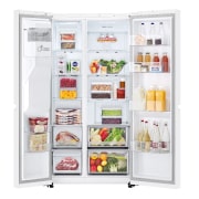 LG Side-by-Side Kühlschrank Super White (EEK E, 638L, 179cm hoch) mit Eis-, Crushed Ice- und Wasserspender & Festwasseranschluss | GSLC40SWPE, GSLC40SWPE