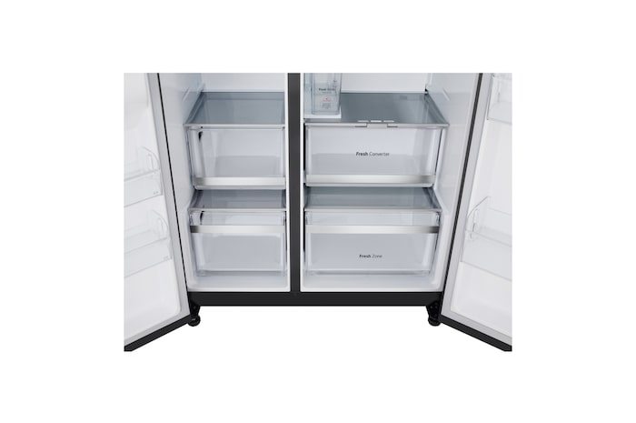 LG Side-by-Side Kühlschrank mit InstaView Door-in-Door® (EEK D, 628L, 179cm hoch) mit Eis-, Crushed Ice- und Wasserspender & internem Wassertank | GSXE81EVBD, GSXE81EVBD
