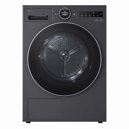 Vorderseite von Trockner in Metallic Black (EEK B, 9 kg) mit AI Dry, Dual Inverter Wärmepumpentechnologie I RT90X8B RT90X8B