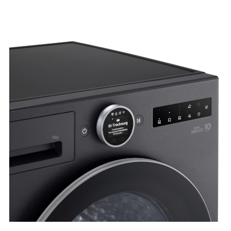 LG Trockner in Metallic Black (EEK B, 9 kg) mit AI Dry, Dual Inverter Wärmepumpentechnologie I RT90X8B, RT90X8B