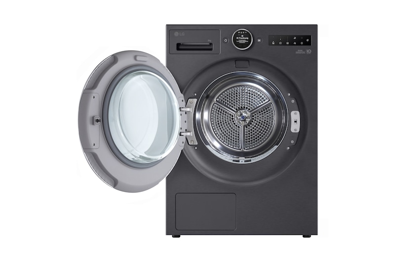LG Trockner in Metallic Black (EEK B, 9 kg) mit AI Dry, Dual Inverter Wärmepumpentechnologie I RT90X8B, RT90X8B