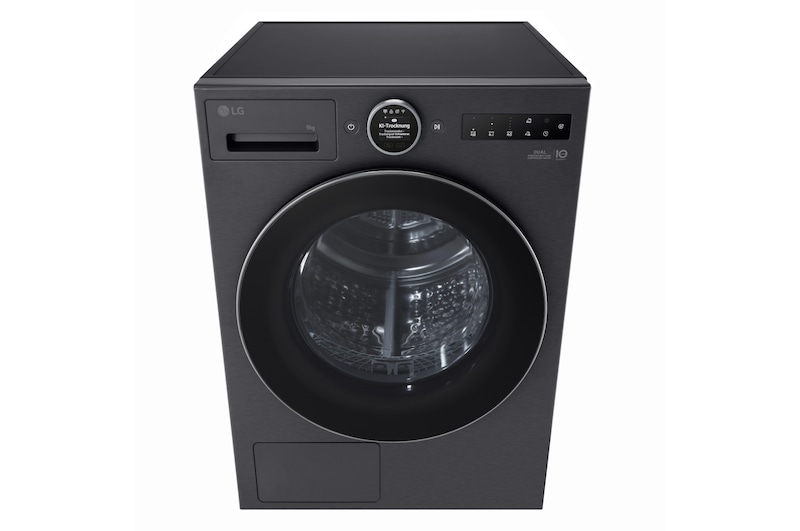 LG Trockner in Metallic Black (EEK B, 9 kg) mit AI Dry, Dual Inverter Wärmepumpentechnologie I RT90X8B, RT90X8B