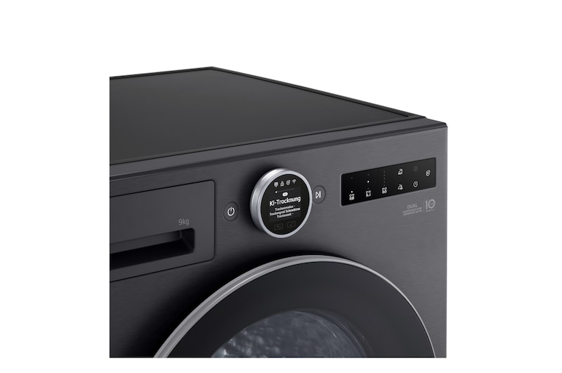 LG Trockner in Metallic Black (EEK B, 9 kg) mit AI Dry, Dual Inverter Wärmepumpentechnologie I RT90X8B, RT90X8B