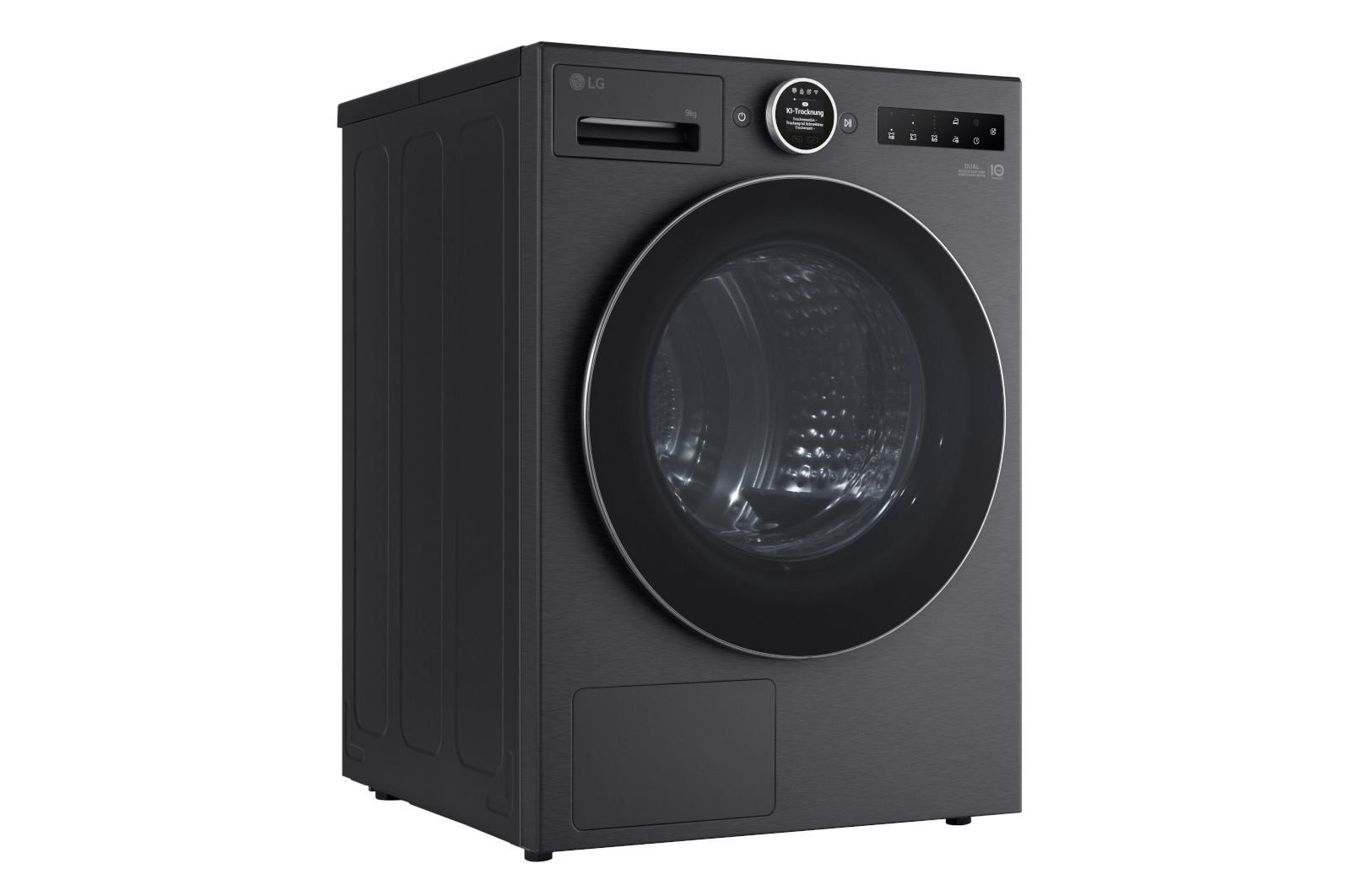 LG Trockner in Metallic Black (EEK B, 9 kg) mit AI Dry, Dual Inverter Wärmepumpentechnologie I RT90X8B, RT90X8B