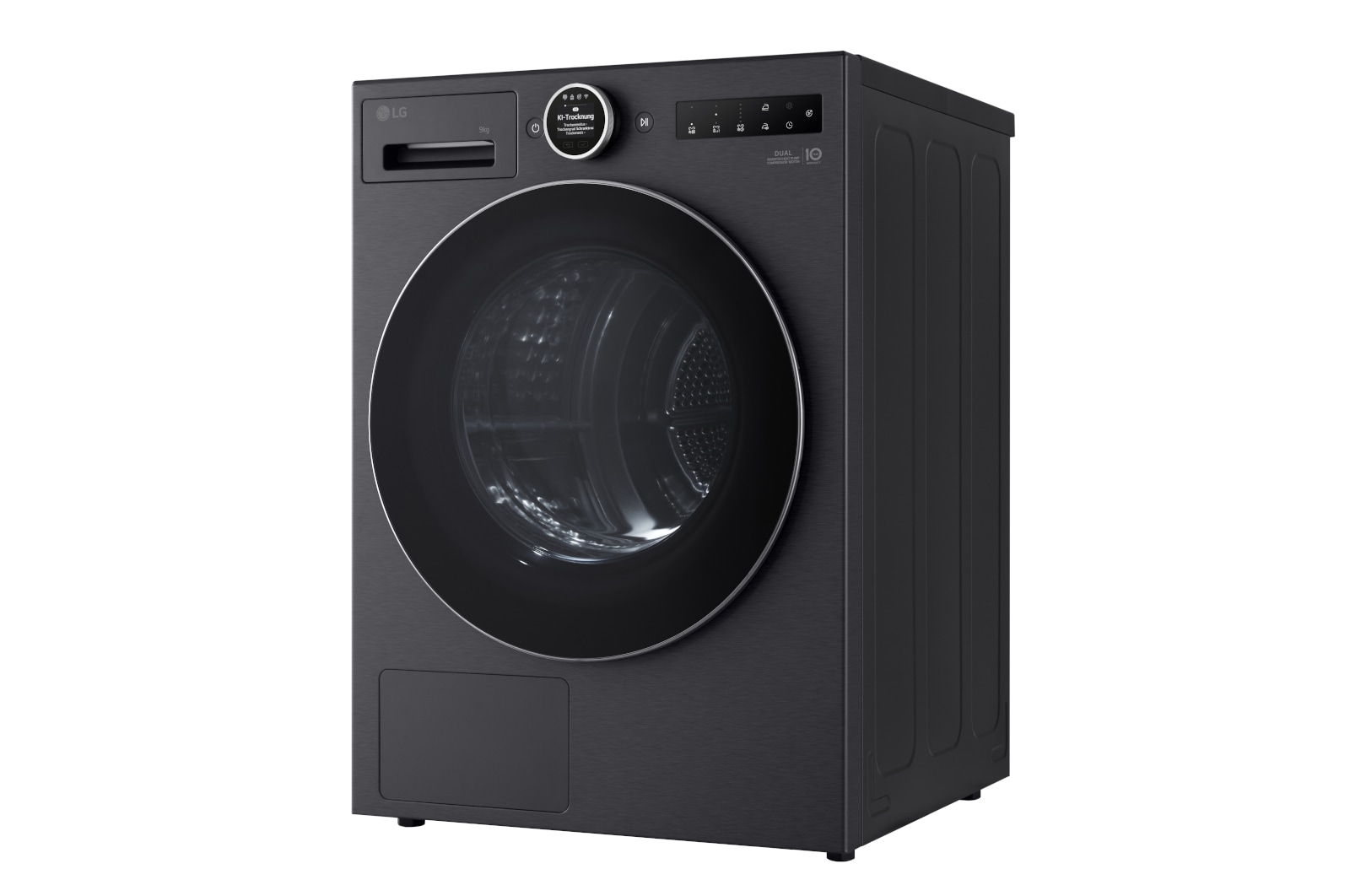 LG Trockner in Metallic Black (EEK B, 9 kg) mit AI Dry, Dual Inverter Wärmepumpentechnologie I RT90X8B, RT90X8B