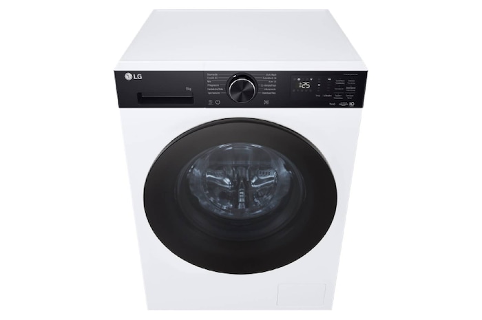 LG Waschmaschine Weiß mit schwarzem Panel (EEK A, 9 kg, 1.400 U./Min.) mit AI DD® & TurboWash®360° | F4WX709YP, F4WX709YP