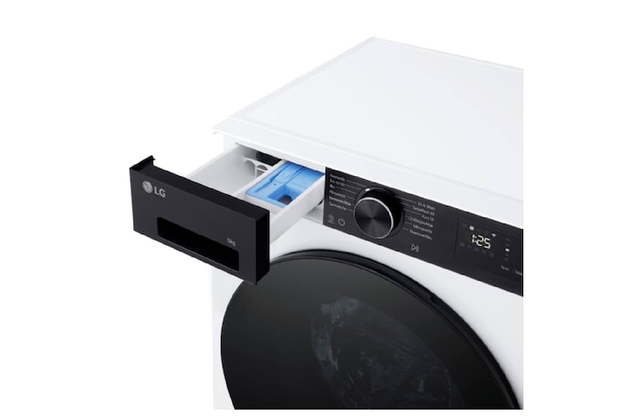 LG Waschmaschine Weiß mit schwarzem Panel (EEK A, 9 kg, 1.400 U./Min.) mit AI DD® & TurboWash®360° | F4WX709YP, F4WX709YP