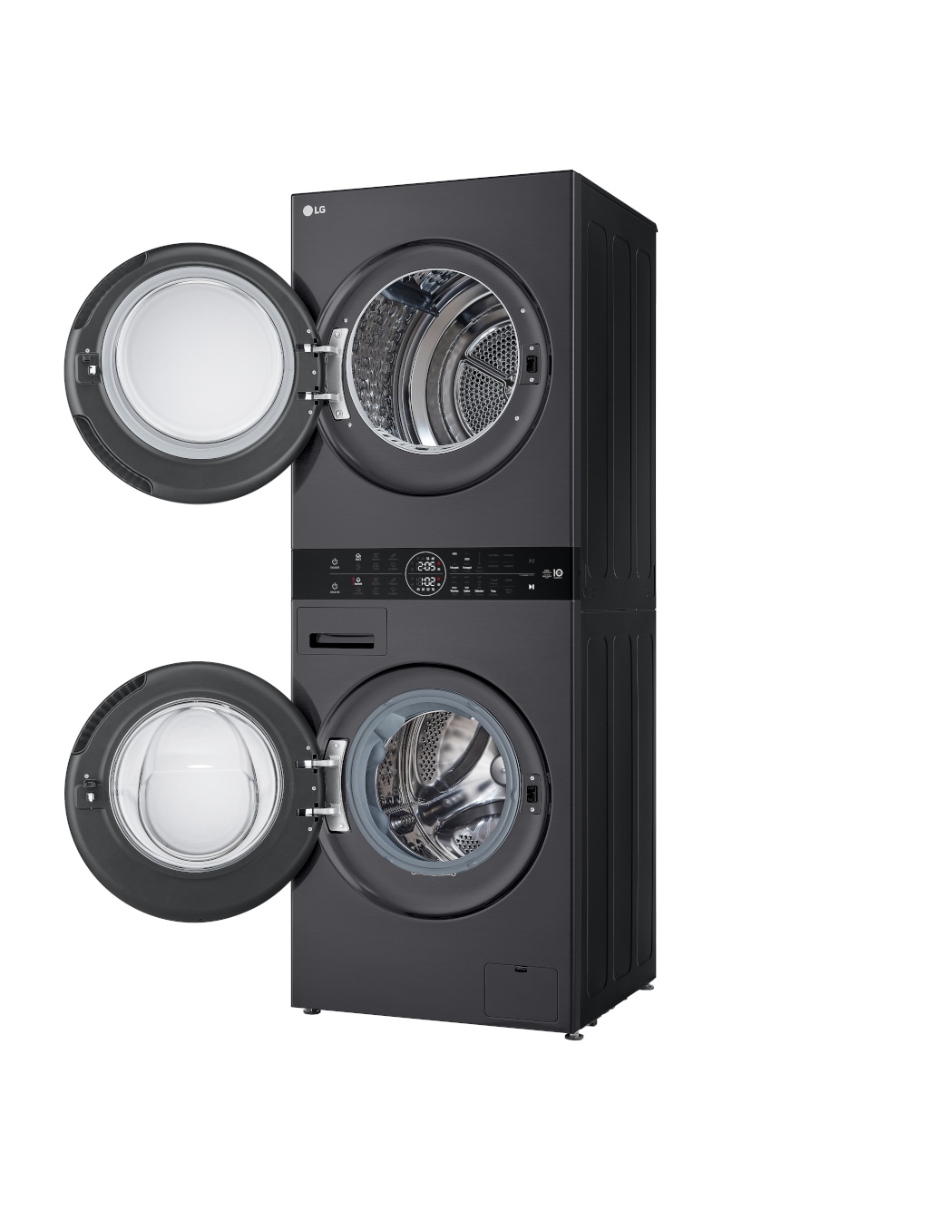 LG WashTower Matte Black (Waschmaschine: EEK A, 10kg, 1350 U./Min.; Trockner: EEK C, 10kg) Waschmaschine & Trockner in einem Gerät I WT1210MMF, WT1210MMF