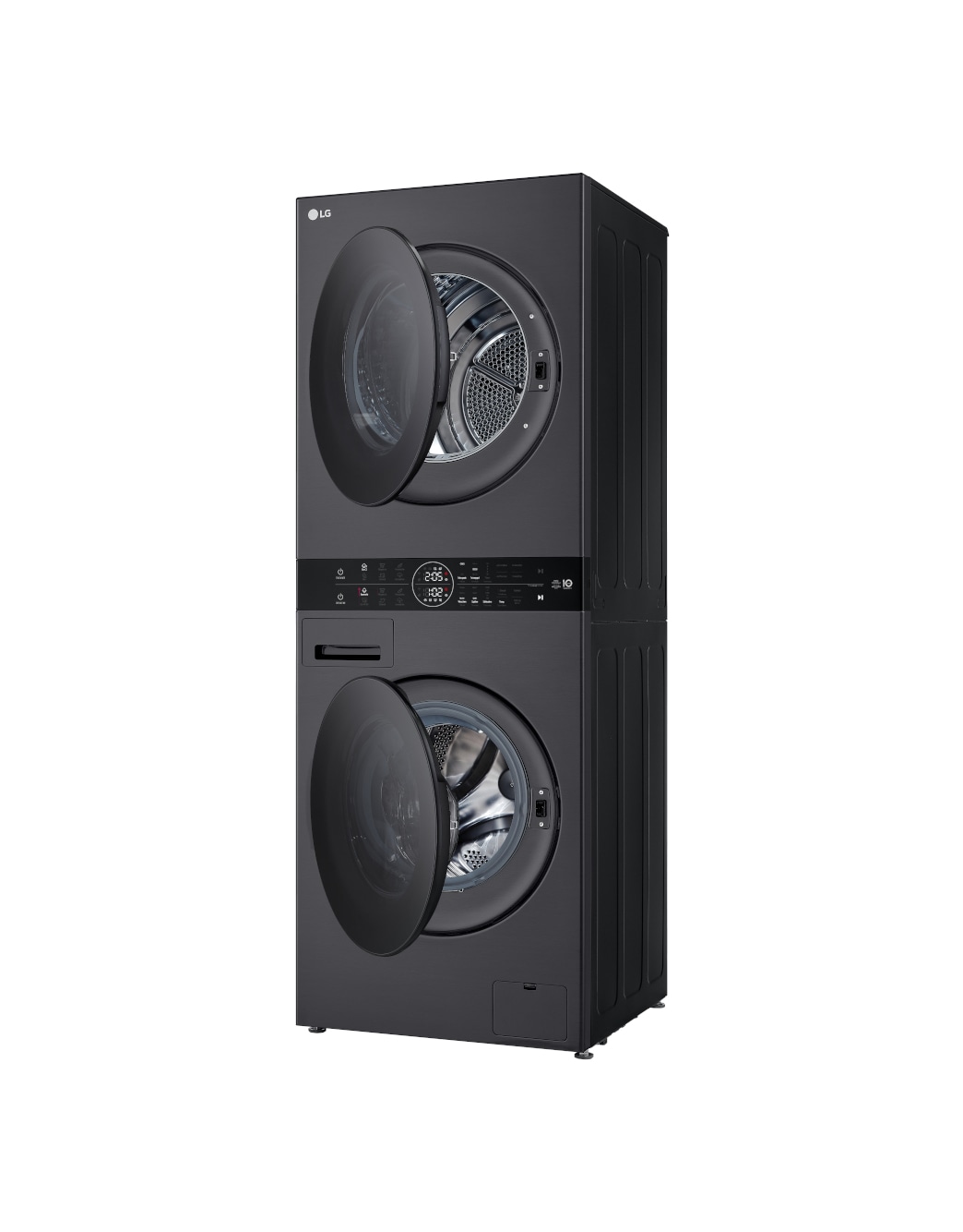LG WashTower Matte Black (Waschmaschine: EEK A, 10kg, 1350 U./Min.; Trockner: EEK C, 10kg) Waschmaschine & Trockner in einem Gerät I WT1210MMF, WT1210MMF