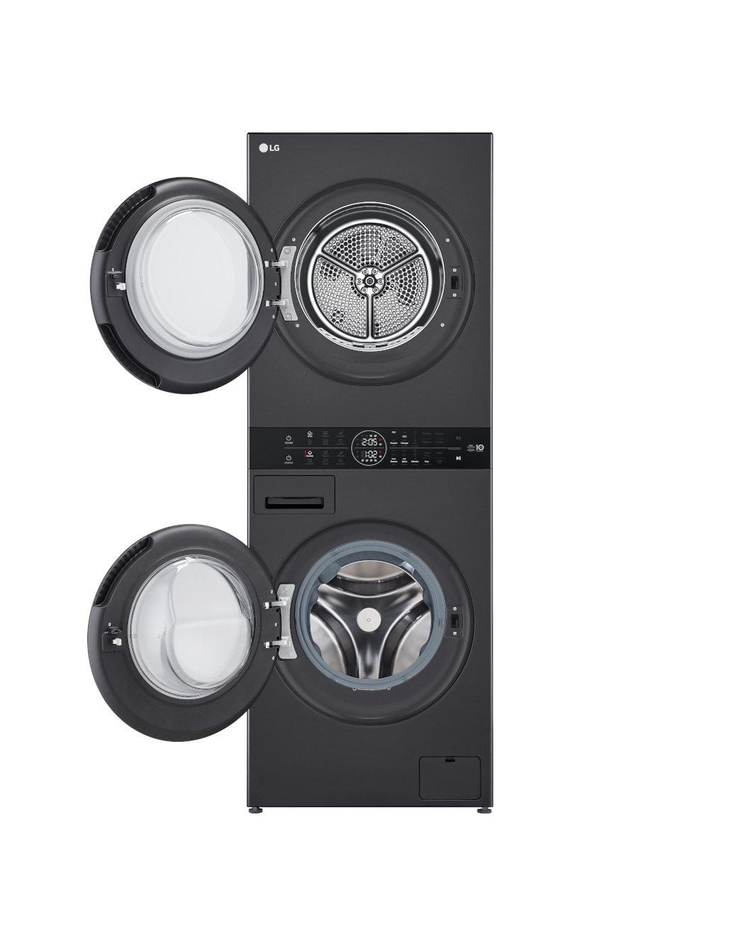 LG WashTower Matte Black (Waschmaschine: EEK A, 10kg, 1350 U./Min.; Trockner: EEK C, 10kg) Waschmaschine & Trockner in einem Gerät I WT1210MMF, WT1210MMF