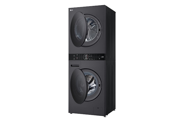 LG WashTower Matte Black (Waschmaschine: EEK A, 10kg, 1350 U./Min.; Trockner: EEK C, 10kg) Waschmaschine & Trockner in einem Gerät I WT1210MMF, WT1210MMF