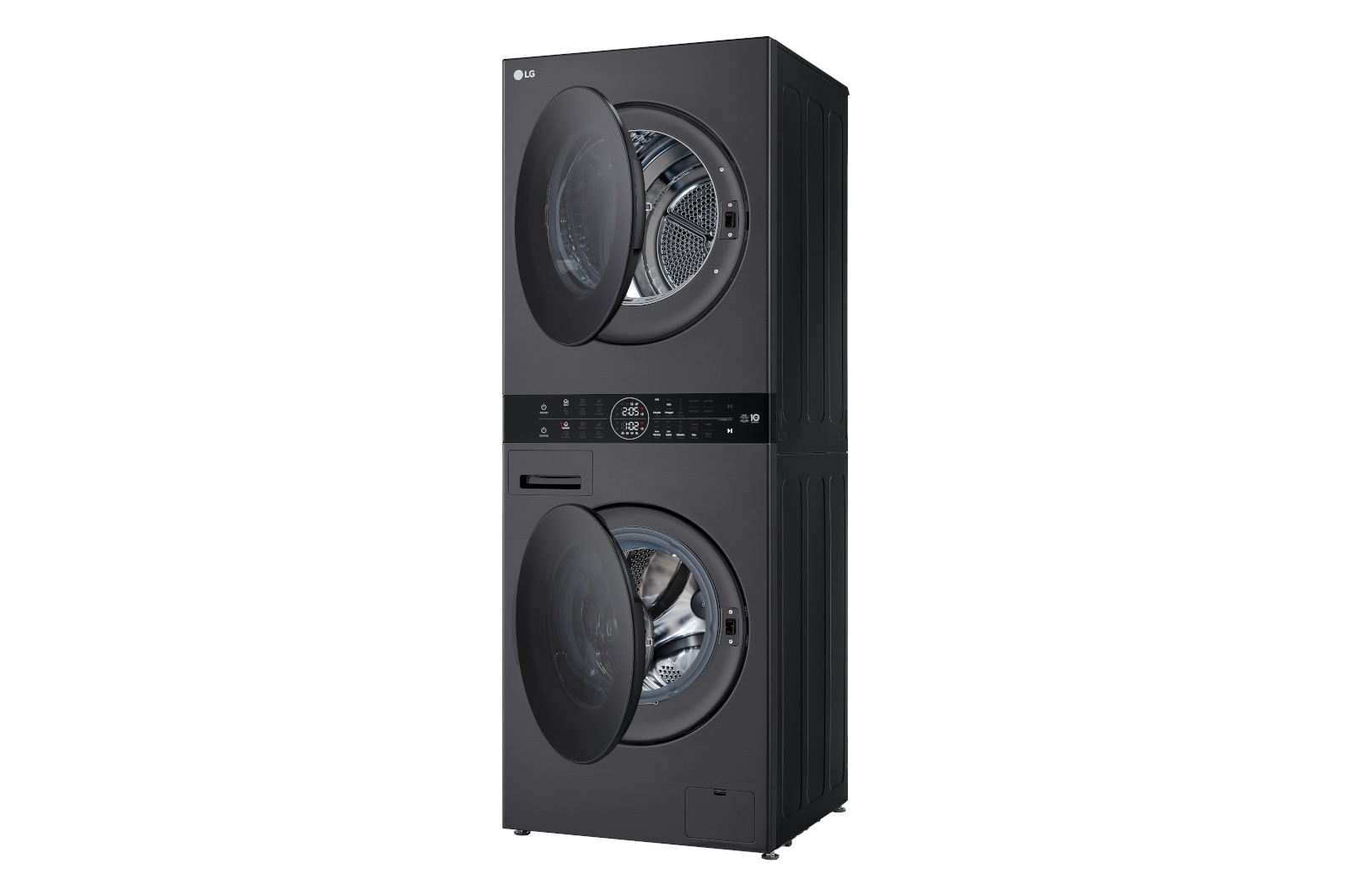 LG WashTower Matte Black (Waschmaschine: EEK A, 10kg, 1350 U./Min.; Trockner: EEK C, 10kg) Waschmaschine & Trockner in einem Gerät I WT1210MMF, WT1210MMF