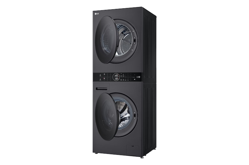 LG WashTower Matte Black (Waschmaschine: EEK A, 10kg, 1350 U./Min.; Trockner: EEK C, 10kg) Waschmaschine & Trockner in einem Gerät I WT1210MMF, WT1210MMF