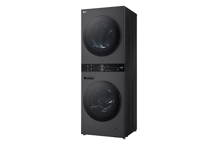 LG WashTower Matte Black (Waschmaschine: EEK A, 10kg, 1350 U./Min.; Trockner: EEK C, 10kg) Waschmaschine & Trockner in einem Gerät I WT1210MMF, WT1210MMF