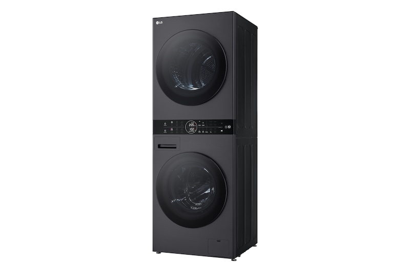 LG WashTower Matte Black (Waschmaschine: EEK A, 10kg, 1350 U./Min.; Trockner: EEK C, 10kg) Waschmaschine & Trockner in einem Gerät I WT1210MMF, WT1210MMF