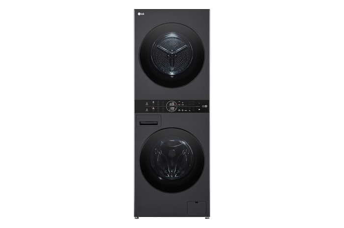 LG WashTower Matte Black (Waschmaschine: EEK A, 10kg, 1350 U./Min.; Trockner: EEK C, 10kg) Waschmaschine & Trockner in einem Gerät I WT1210MMF, WT1210MMF