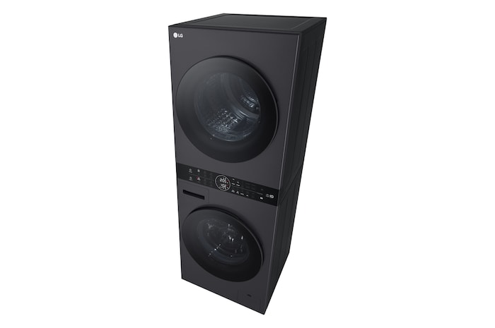 LG WashTower Matte Black (Waschmaschine: EEK A, 10kg, 1350 U./Min.; Trockner: EEK C, 10kg) Waschmaschine & Trockner in einem Gerät I WT1210MMF, WT1210MMF