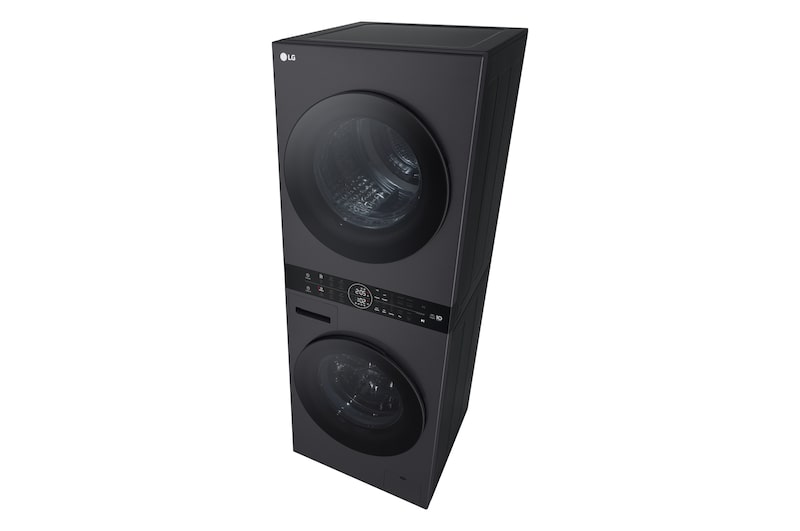 LG WashTower Matte Black (Waschmaschine: EEK A, 10kg, 1350 U./Min.; Trockner: EEK C, 10kg) Waschmaschine & Trockner in einem Gerät I WT1210MMF, WT1210MMF