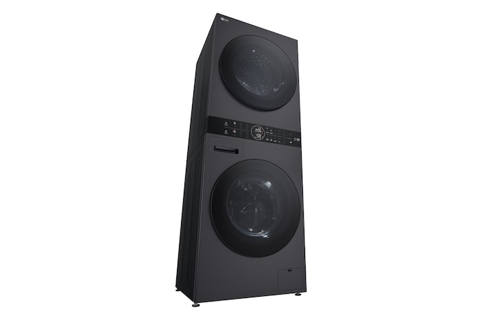 LG WashTower Matte Black (Waschmaschine: EEK A, 10kg, 1350 U./Min.; Trockner: EEK C, 10kg) Waschmaschine & Trockner in einem Gerät I WT1210MMF, WT1210MMF