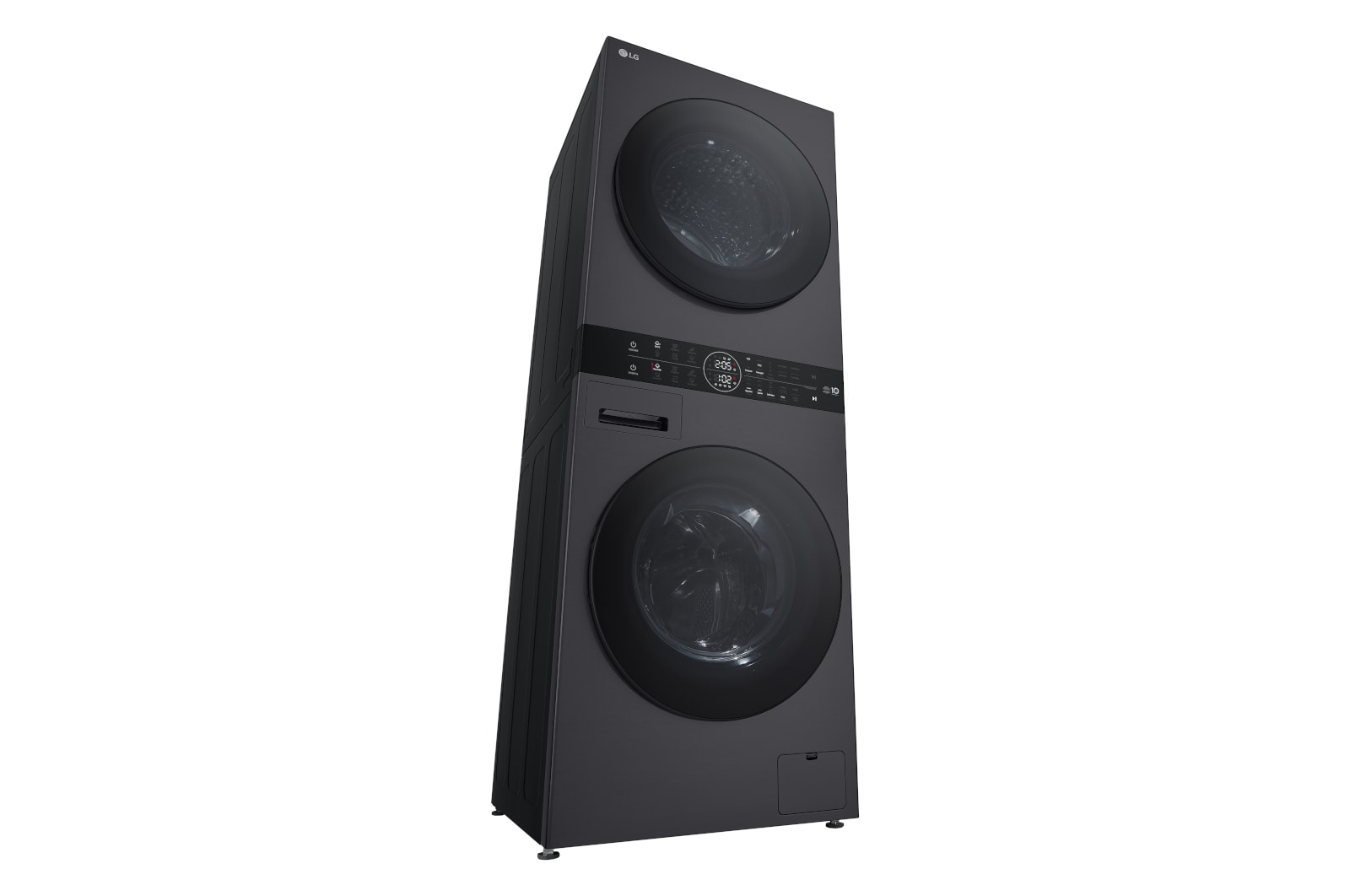LG WashTower Matte Black (Waschmaschine: EEK A, 10kg, 1350 U./Min.; Trockner: EEK C, 10kg) Waschmaschine & Trockner in einem Gerät I WT1210MMF, WT1210MMF
