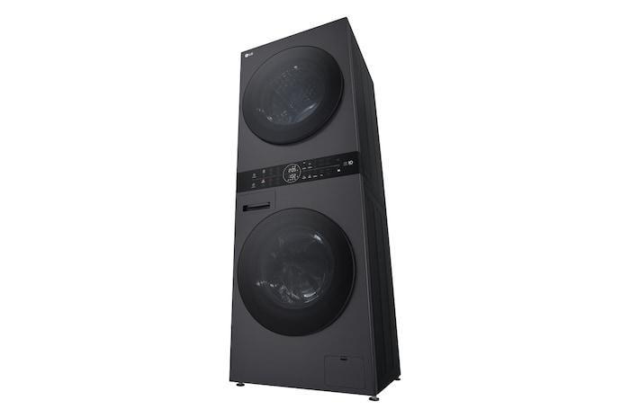 LG WashTower Matte Black (Waschmaschine: EEK A, 10kg, 1350 U./Min.; Trockner: EEK C, 10kg) Waschmaschine & Trockner in einem Gerät I WT1210MMF, WT1210MMF