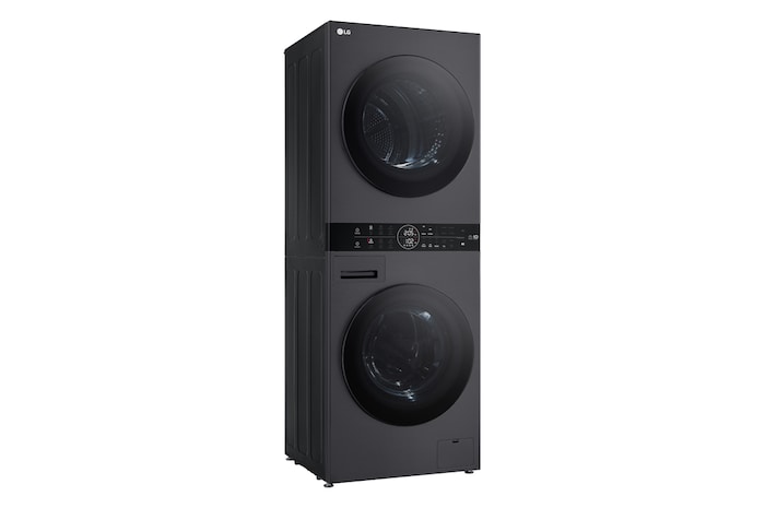 LG WashTower Matte Black (Waschmaschine: EEK A, 10kg, 1350 U./Min.; Trockner: EEK C, 10kg) Waschmaschine & Trockner in einem Gerät I WT1210MMF, WT1210MMF
