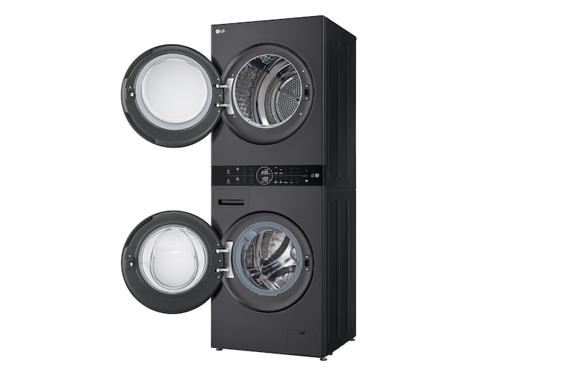 LG WashTower Matte Black (Waschmaschine: EEK A, 10kg, 1350 U./Min.; Trockner: EEK C, 10kg) Waschmaschine & Trockner in einem Gerät I WT1210MMF, WT1210MMF