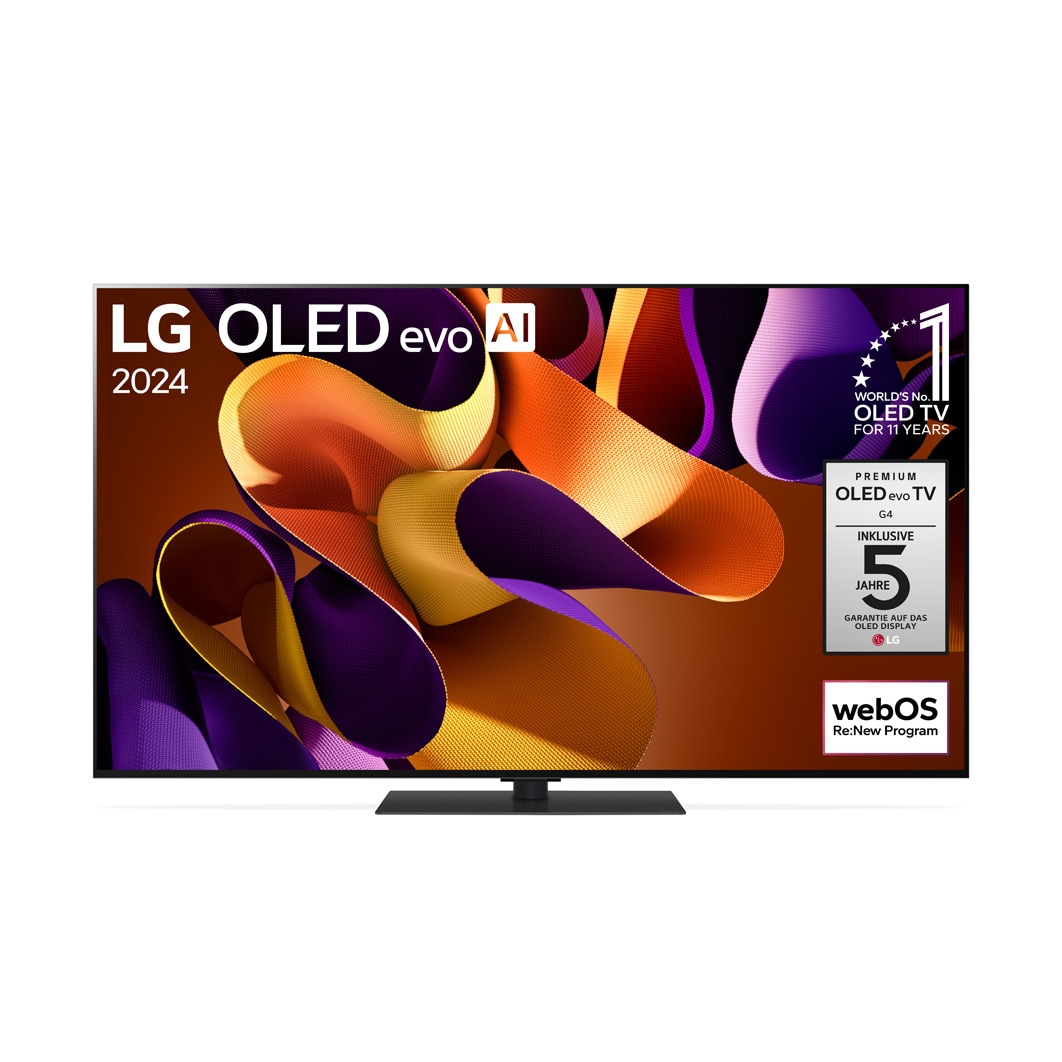 Left-facing side view of LG OLED evo TV, OLED G4 on the wall