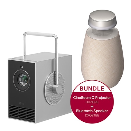 Vorderseite von Cinebeam Q | Kompakter 4K UHD Projektor &#43; LG XBOOM 360 DXO2T Bluetooth Speaker HU710PB.DXO2TBE