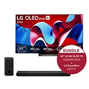 Vorderseite von 65 Zoll LG OLED evo C4 4K Smart TV &#43; 3.1.3 Kanal LG TV Soundbar DS77TY mit Dolby Atmos  OLED65C43LA.DS77TY