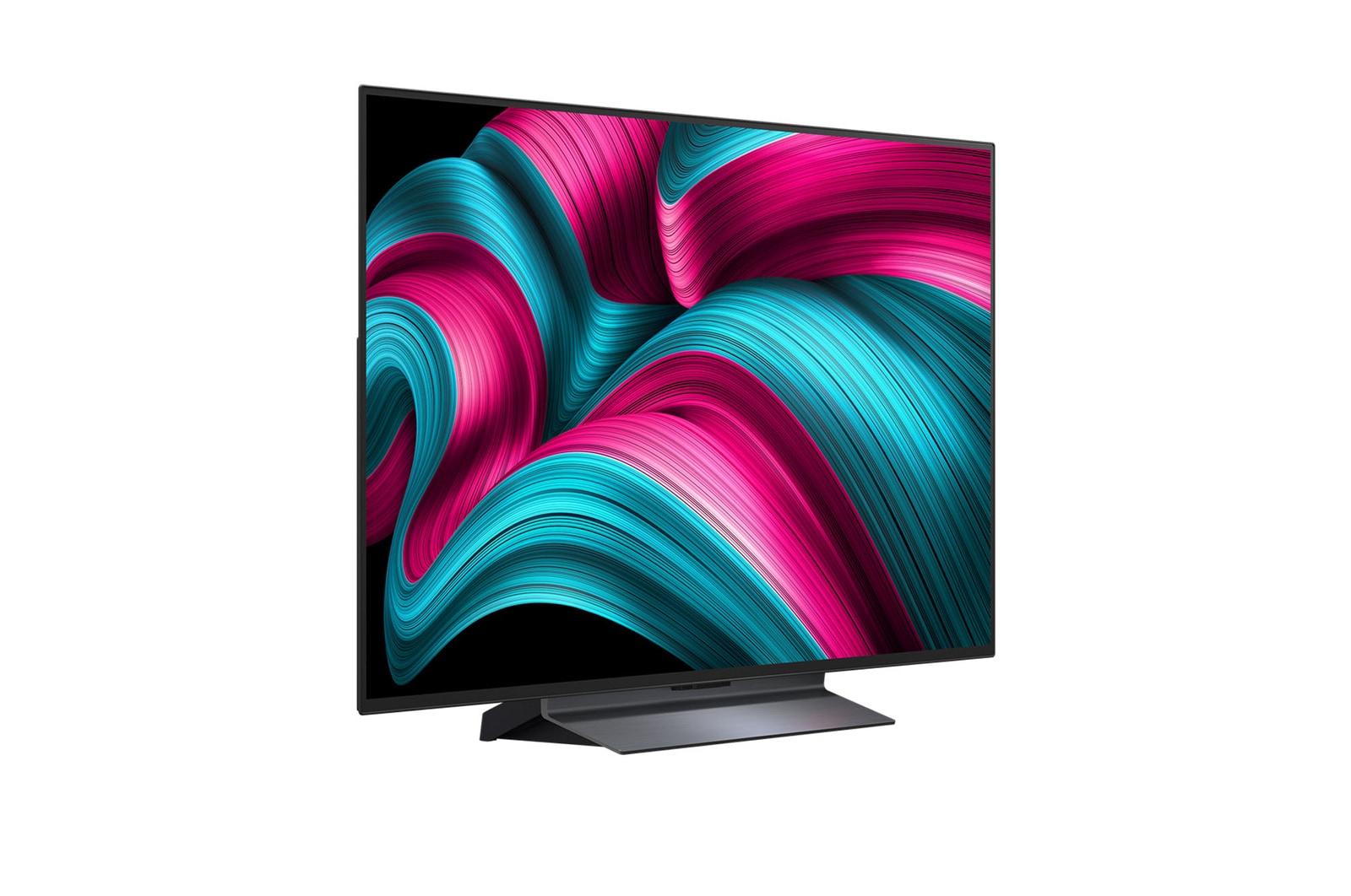 Leicht seitliche Ansicht des LG OLED evo AI C5 4K Smart TV.