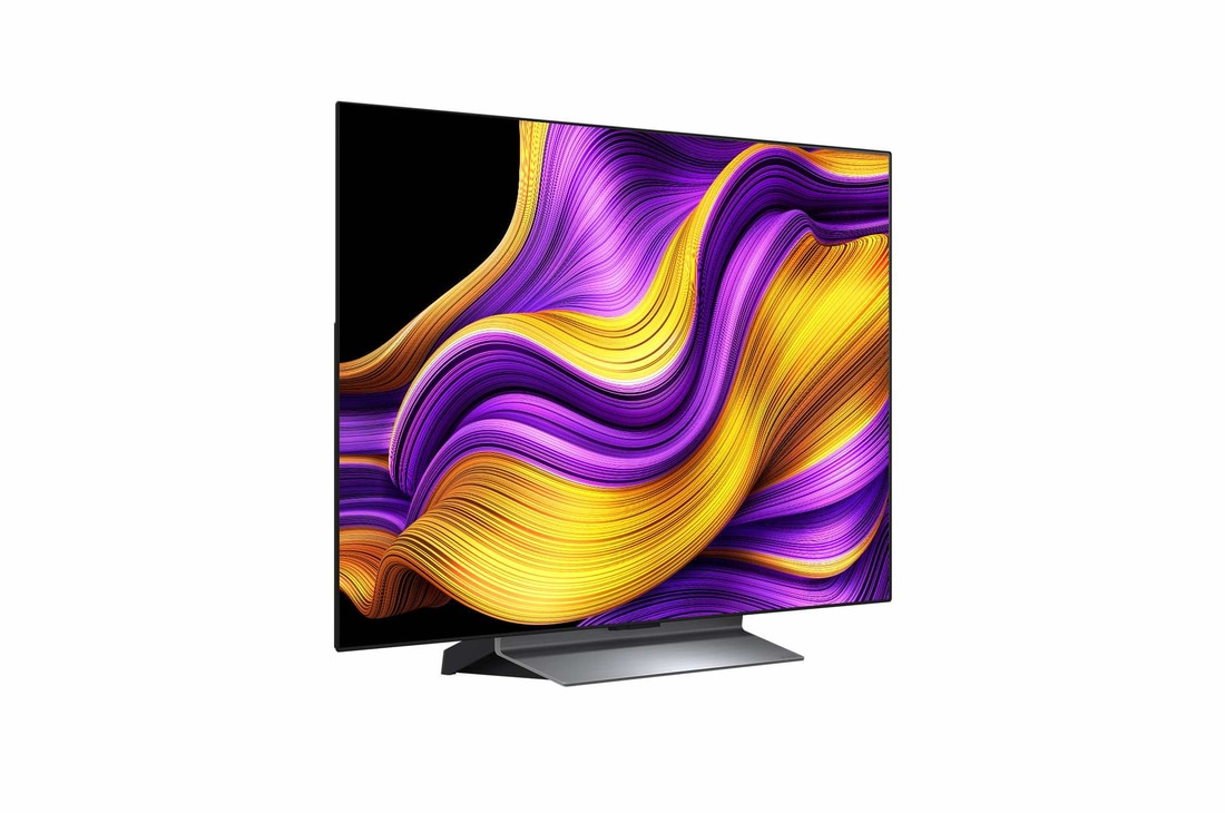 Leicht seitliche Ansicht des LG OLED evo AI G5 4K Smart TV.