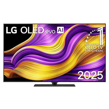 Front view of LG OLED evo AI G5 4K Smart TV. World's number 1 OLED TV for 12 years emblem on the screen.