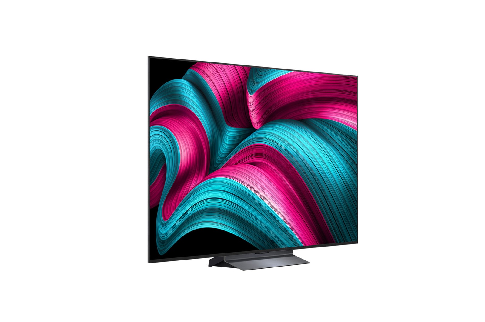 Leicht seitliche Ansicht des LG OLED evo AI C5 4K Smart TV.